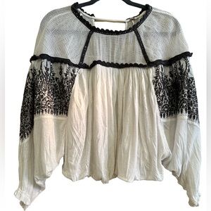 Free People Top!  Crochet, beads, amazing detail!  Peasant style
